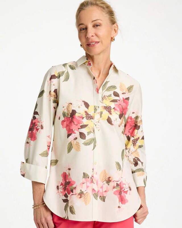 No Iron Printed Stretch Shirt - image 1